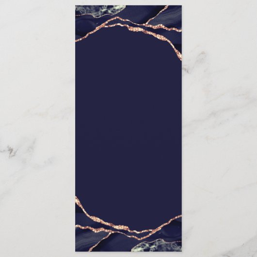 Elegant Navy Roos Gold Foil Agate Wedding Menu (Achterkant)