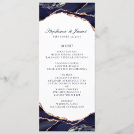 Elegant Navy Roos Gold Foil Agate Wedding Menu