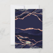 Elegant Navy Roos Gold Foil Agate Wedding RSVP Kaartje (Achterkant)