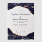 Elegant Navy Roos Gold Foil Agate Wedding Vellum Uitnodigingen (Voorkant)