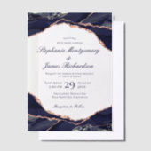 Elegant Navy Roos Gold Foil Agate Wedding Vellum Uitnodigingen (Offset)