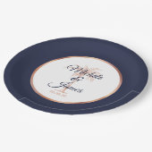 Elegant Navy Roos Gold Palm Tree Tropical Wedding Papieren Bordje (Gekanteld)