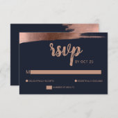 Elegant Navy Roos Gold Simple Modern Wedding RSVP Kaartje (Voorkant / Achterkant)
