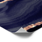 Elegant Navy Roos Gouden Folie Agaat Bruiloft Welk Poster (Hoek)