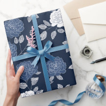 Elegant Navy Roos Wit Bloemmotief
