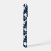 Elegant Navy Roos Witte Bloemmotief iPhone Hoesje (Rechterkant)