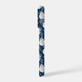Elegant Navy Roos Witte Bloemmotief iPhone Hoesje (Linkerkant)