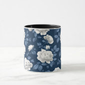 Elegant Navy Roos Witte Bloemmotief Mok (Midden)