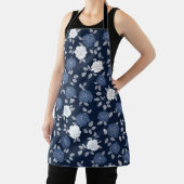 Elegant Navy Roos Witte Bloemmotief Schort (Insitu)