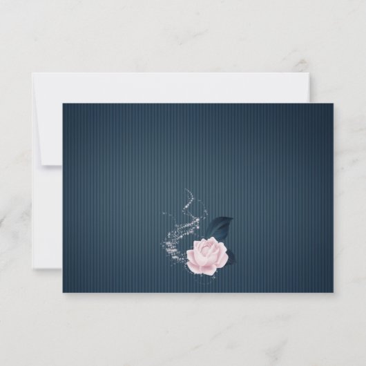 Elegant Navy & roze bloemenhart Bedankkaart (Achterkant)