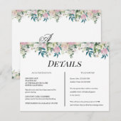 Elegant Navy Roze Roze Bruiloft Informatiekaartje (Voorkant / Achterkant)