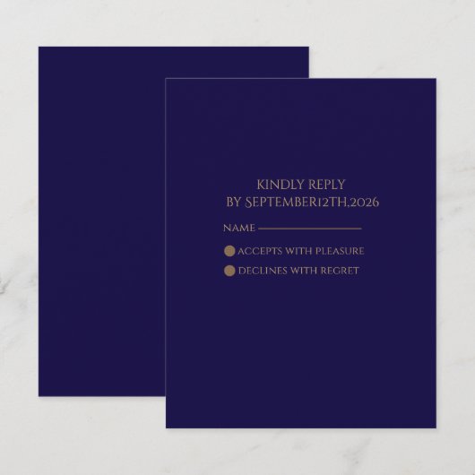 Elegant Navy RSVP card (Voorkant / Achterkant)