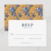 Elegant Navy RSVP Card Kaartje (Voorkant / Achterkant)