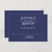 Elegant Navy RSVP-kaart RSVP Kaartje (Voorkant / Achterkant)