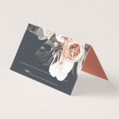ELEGANT NAVY RUST MONSTRERA PEONY FLORAL WEDING KAART (Voorkant)