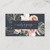 ELEGANT NAVY RUST MONSTRERA PEONY FLORAL WEDING PLAATSKAARTJE (Achterkant)