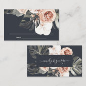 ELEGANT NAVY RUST MONSTRERA PEONY FLORAL WEDING PLAATSKAARTJE (Voorkant / Achterkant)