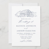 Elegant Navy Rustic Barn Wedding Kaart (Voorkant)