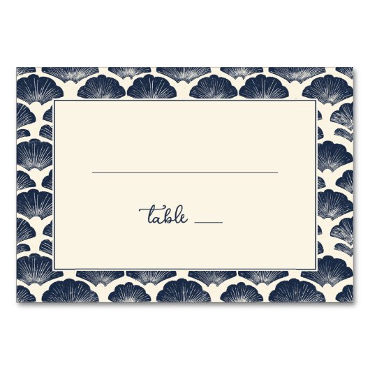 Elegant Navy Scallop Shell Kaart (Voorkant)