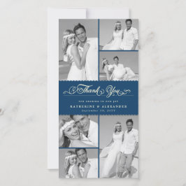 Elegant Navy Scalloped Band 6 Foto Chic Wedding Bedankkaart
