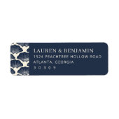 Elegant Navy Schelp Motief Etiket (Voorkant)