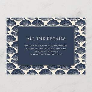 Elegant Navy Schelp Motief Informatiekaartje