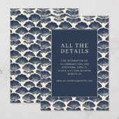 Elegant Navy Schelp Motief Informatiekaartje (Voorkant / Achterkant)