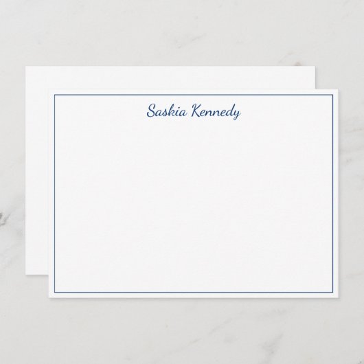 Elegant Navy Script Border Personalized Notitiekaartje (Voorkant / Achterkant)