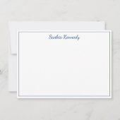 Elegant Navy Script Border Personalized Notitiekaartje (Voorkant)