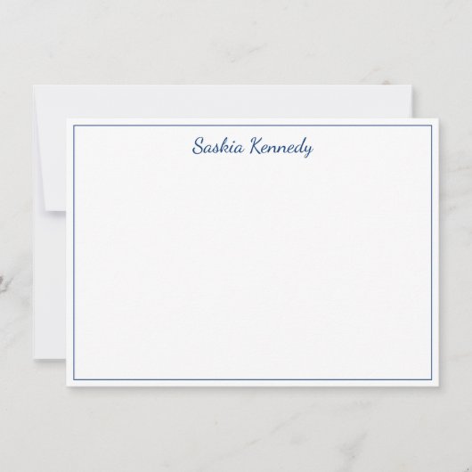 Elegant Navy Script Border Personalized Notitiekaartje (Voorkant)