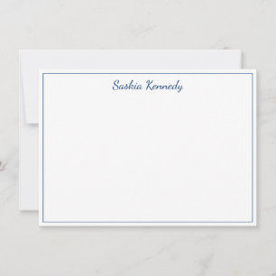 Elegant Navy Script Border Personalized Notitiekaartje