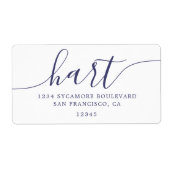 Elegant Navy Script Familieadres Etiket (Voorkant)