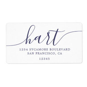 Elegant Navy Script Familieadres Etiket