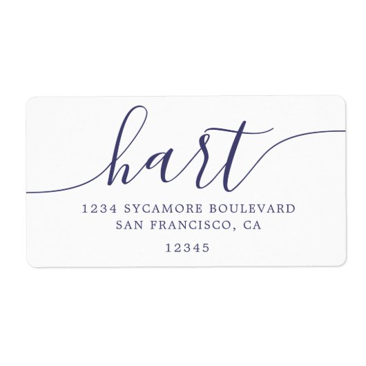 Elegant Navy Script Familieadres Etiket (Voorkant)