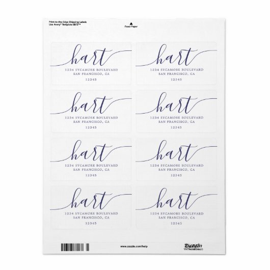 Elegant Navy Script Familieadres Etiket (Full Sheet)