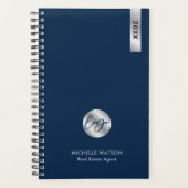 Elegant Navy & Silvee Zakelijk Logo 2027 Planner (Voorkant)