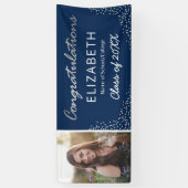 Elegant Navy Silver 2025 Afstuderen Photo Banner (Verticaal)