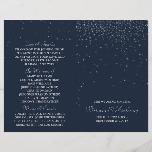 Elegant Navy & Silver Falling Stars Wedding (Voorkant)