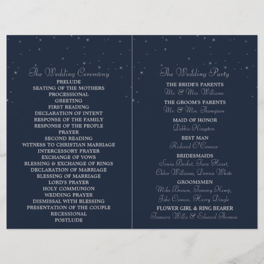 Elegant Navy & Silver Falling Stars Wedding (Achterkant)