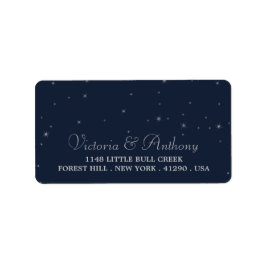Elegant Navy & Silver Falling Stars Wedding Etiket