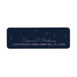 Elegant Navy & Silver Falling Stars Wedding Etiket