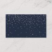 Elegant Navy & Silver Falling Stars Wedding Informatiekaartje (Achterkant)