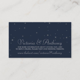 Elegant Navy & Silver Falling Stars Wedding Informatiekaartje