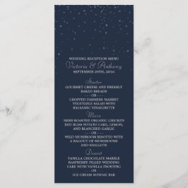 Elegant Navy & Silver Falling Stars Wedding Menu