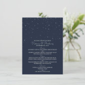 Elegant Navy & Silver Falling Stars Wedding Menu (Staand voorkant)