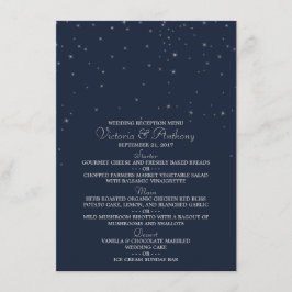 Elegant Navy & Silver Falling Stars Wedding Menu