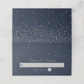 Elegant Navy & Silver Falling Stars Wedding Plaatskaartje (Buitenkant ongevouwen)