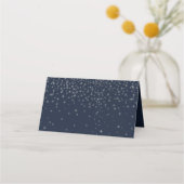 Elegant Navy & Silver Falling Stars Wedding Plaatskaartje (Achterkant)
