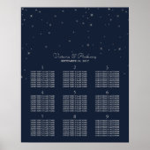 Elegant Navy & Silver Falling Stars Wedding Poster (Voorkant)