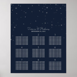 Elegant Navy & Silver Falling Stars Wedding Poster